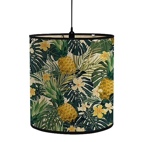 FANSU Lampenschirm fuir Tischlampe, Blumen Druck Lampenschirm Hängelampe Lampenabdeckung für Stehlampe Tischlampe Deckenleuchte Wohnzimmer Moderner Deko (Ananas,30x30x30cm) von FANSU