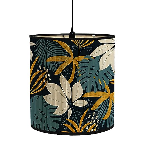 FANSU Lampenschirm fuir Tischlampe, Blumen Druck Lampenschirm Hängelampe Lampenabdeckung für Stehlampe Tischlampe Deckenleuchte Wohnzimmer Moderner Deko (Blaue Monstera,30x30x30cm) von FANSU