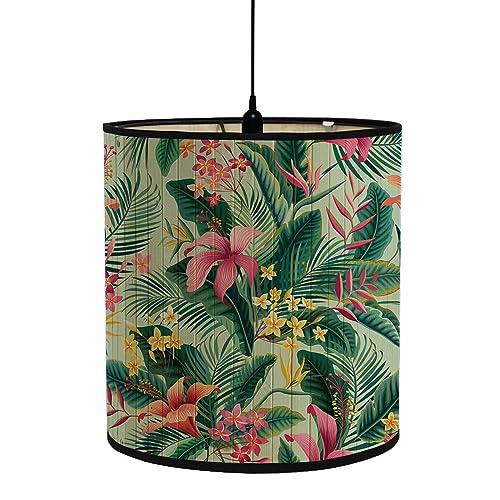 FANSU Lampenschirm fuir Tischlampe, Blumen Druck Lampenschirm Hängelampe Lampenabdeckung für Stehlampe Tischlampe Deckenleuchte Wohnzimmer Moderner Deko (Iris,30x30x30cm) von FANSU