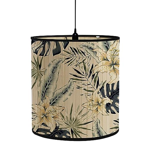 FANSU Lampenschirm fuir Tischlampe, Blumen Druck Lampenschirm Hängelampe Lampenabdeckung für Stehlampe Tischlampe Deckenleuchte Wohnzimmer Moderner Deko (Lilie,30x30x30cm) von FANSU