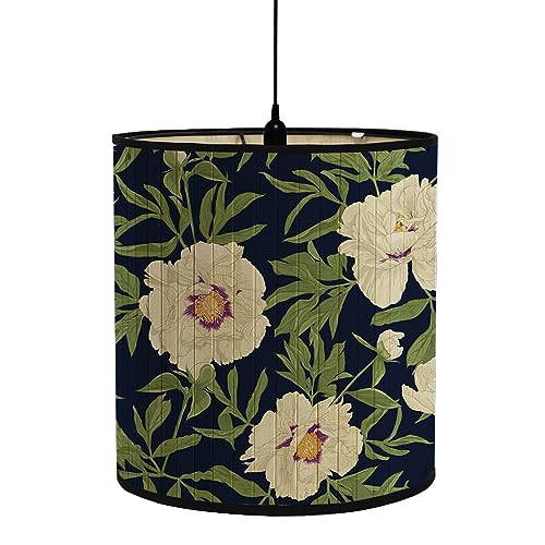 FANSU Lampenschirm fuir Tischlampe, Blumen Druck Lampenschirm Hängelampe Lampenabdeckung für Stehlampe Tischlampe Deckenleuchte Wohnzimmer Moderner Deko (Weiße Blumen,30x30x30cm) von FANSU