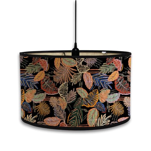 FANSU Lampenschirm fuir Tischlampe, Blumen Klassisch Lampenschirm Hängelampe Lampenabdeckung für E27 Stehlampe Tischlampe Deckenleuchte Wohnzimmer Moderner Deko (30x30x20cm,Buntes Schwarz) von FANSU