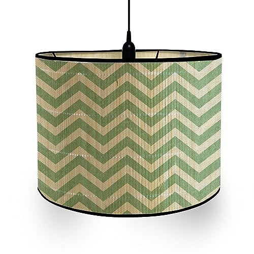 FANSU Lampenschirm fuir Tischlampe, Bunte Geometrie Lampenschirm Hängelampe Lampenabdeckung für E27 Stehlampe Tischlampe Deckenleuchte Wohnzimmer Modern Deko (30x30x20cm,Grüner Zickzack) von FANSU