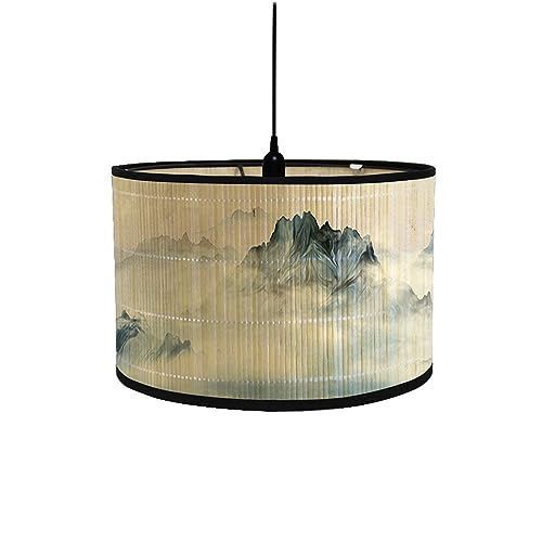 FANSU Lampenschirm fuir Tischlampe, Chinesischer Stil Lampenschirm Hängelampe Lampenabdeckung für E27 Stehlampe Tischlampe Deckenleuchte Wohnzimmer Moderner Deko (Blau,30x30x20cm) von FANSU