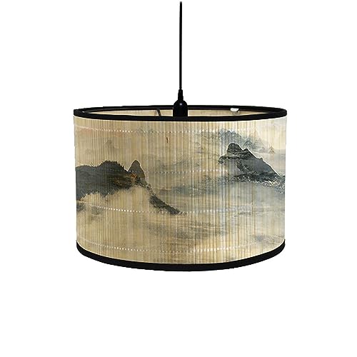 FANSU Lampenschirm fuir Tischlampe, Chinesischer Stil Lampenschirm Hängelampe Lampenabdeckung für E27 Stehlampe Tischlampe Deckenleuchte Wohnzimmer Moderner Deko (Tinte,30x30x20cm) von FANSU