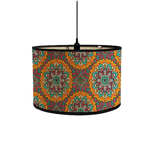 FANSU Lampenschirm fuir Tischlampe, Lampenschirm Hängelampe Lampenabdeckung für E27 Stehlampe Tischlampe Deckenleuchte Wohnzimmer Moderner Deko (30x20cm,Boho Blumen) von FANSU