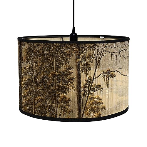 FANSU Lampenschirm fuir Tischlampe, Lampenschirm Hängelampe Lampenabdeckung für E27 Stehlampe Tropisch Wald Tischlampe Deckenleuchte Wohnzimmer Moderner Deko (Schwarz,30x30x20cm) von FANSU