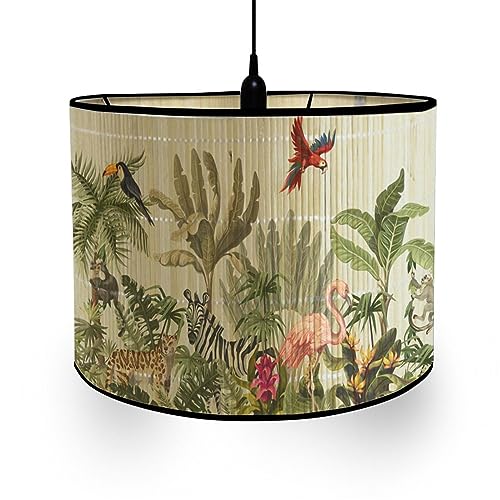 FANSU Lampenschirm fuir Tischlampe, Lampenschirm Hängelampe Lampenabdeckung für E27 Stehlampe Tropisch Wald Tischlampe Deckenleuchte Wohnzimmer Moderner Deko (Tier,30x30x20cm) von FANSU