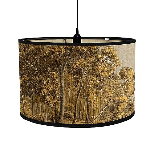 FANSU Lampenschirm fuir Tischlampe, Lampenschirm Hängelampe Lampenabdeckung für Stehlampe Braun Vintage Tischlampe Deckenleuchte Wohnzimmer Moderner Deko (30x30x20cm,Wald) von FANSU