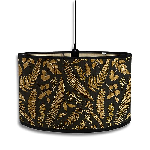 FANSU Lampenschirm fuir Tischlampe, Lampenschirm Hängelampe Lampenabdeckung für Stehlampe Elegant Blumen Tischlampe Deckenleuchte Wohnzimmer Moderner Deko (Goldschwarz,30x30x20cm) von FANSU