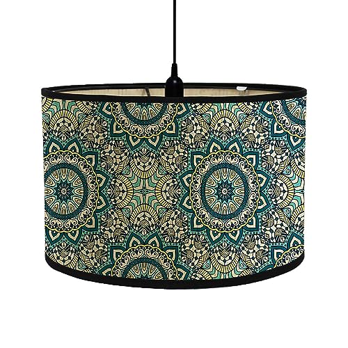 FANSU Lampenschirm fuir Tischlampe, Lampenschirm Hängelampe Lampenabdeckung für Stehlampe Exotisch Mandala Tischlampe Deckenleuchte Wohnzimmer Moderner Deko (30x30x20cm,Blaues Retro) von FANSU