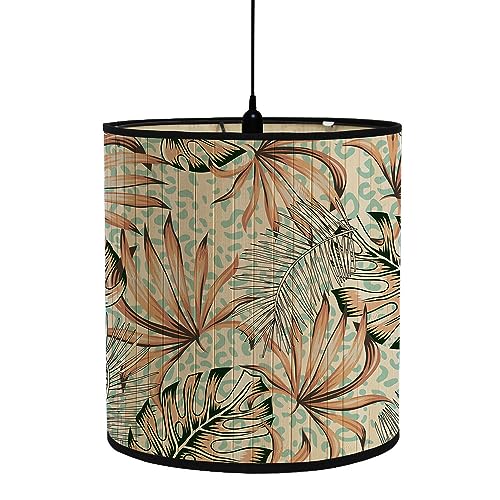 FANSU Lampenschirm fuir Tischlampe, Palmblatt-Druck Lampenschirm Hängelampe Lampenabdeckung für Stehlampe Tischlampe Deckenleuchte Wohnzimmer Moderner Deko (Leopardenmuster,30x30x30cm) von FANSU