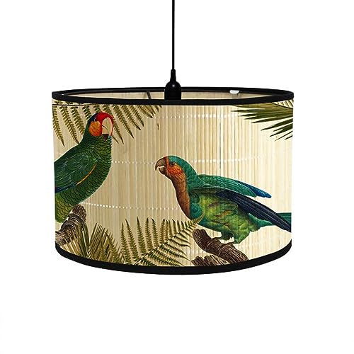 FANSU Lampenschirm fuir Tischlampe, Pflanze Vogel Lampenschirm Hängelampe Lampenabdeckung für Stehlampe Tischlampe Deckenleuchte Wohnzimmer Moderner Deko (Papagei,30x30x20cm) von FANSU