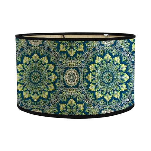 FANSU Lampenschirm fuir Tischlampe, Retro Mandala Lampenschirm Hängelampe Lampenabdeckung für E27 Stehlampe Tischlampe Deckenleuchte Wohnzimmer Deko (Blau Grün,30x30x20cm) von FANSU