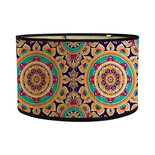 FANSU Lampenschirm fuir Tischlampe, Retro Mandala Lampenschirm Hängelampe Lampenabdeckung für E27 Stehlampe Tischlampe Deckenleuchte Wohnzimmer Deko (Dunkelblau,30x30x20cm) von FANSU