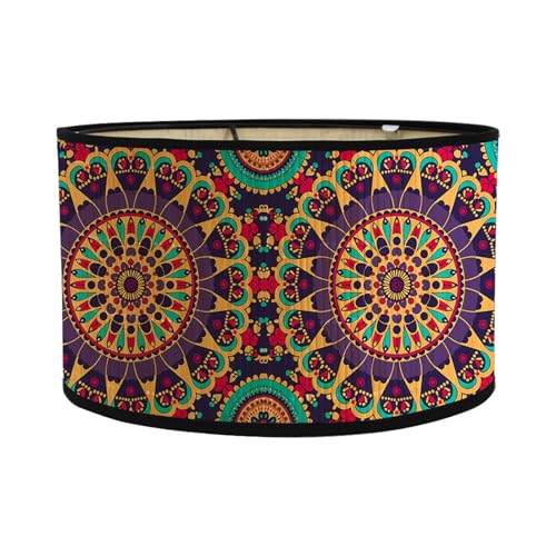 FANSU Lampenschirm fuir Tischlampe, Retro Mandala Lampenschirm Hängelampe Lampenabdeckung für E27 Stehlampe Tischlampe Deckenleuchte Wohnzimmer Deko (Lila,30x30x20cm) von FANSU