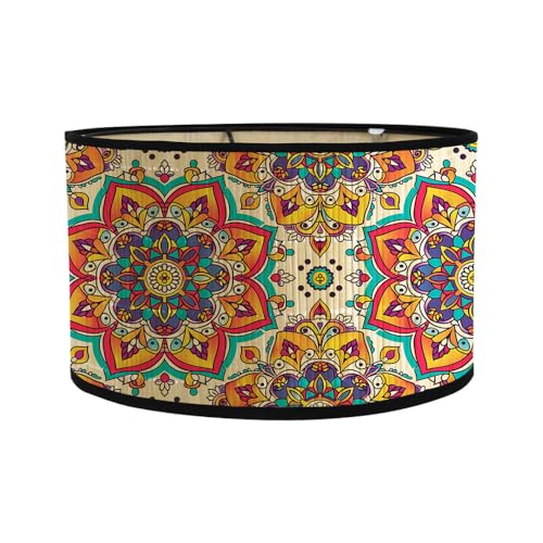 FANSU Lampenschirm fuir Tischlampe, Retro-Mandala-Stil Lampenschirm Hängelampe Lampenabdeckung für Stehlampe Deckenleuchte Wohnzimmer Moderner Deko (Lotus-Mandala) von FANSU