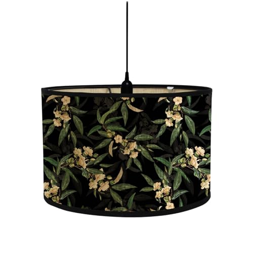 FANSU Lampenschirm fuir Tischlampe, Tropisch Blumen Lampenschirm Hängelampe Lampenabdeckung für E27 Stehlampe Tischlampe Deckenleuchte Wohnzimmer Moderner Deko (30x30x20cm,Jasmin) von FANSU