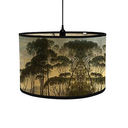 FANSU Lampenschirm fuir Tischlampe,Klassisch Lampenschirm Hängelampe Lampenabdeckung für Stehlampe Tischlampe Deckenleuchte Wohnzimmer Moderner Deko (30 * 20cm,Wald) von FANSU