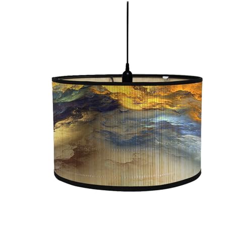 FANSU Lampenschirm fuir Tischlampe Landschaft Lampenschirm Hängelampe Lampenabdeckung für E27 Stehlampe Tischlampe Deckenleuchte Wohnzimmer Moderner Deko (30x30x20cm,Goldene Wolken) von FANSU