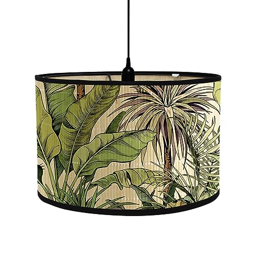 FANSU Lampenschirm fuir Tischlampe Tropische Pflanzen Stil Lampenschirm Hängelampe Lampenabdeckung für Stehlampe Tischlampe Deckenleuchte Wohnzimmer Moderner Deko (Bananenblätter,30x30x20cm) von FANSU