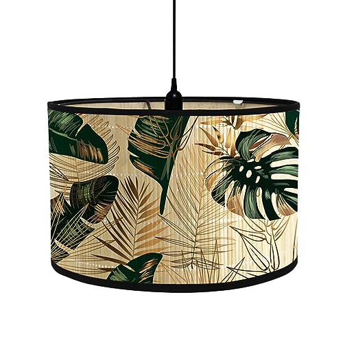 FANSU Lampenschirm fuir Tischlampe Tropische Pflanzen Stil Lampenschirm Hängelampe Lampenabdeckung für Stehlampe Tischlampe Deckenleuchte Wohnzimmer Moderner Deko (Goldbeige,30x30x20cm) von FANSU