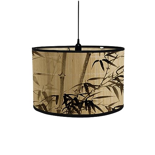 FANSU Lampenschirm fuir Tischlampe Tuschemalerei Lampenschirm Hängelampe Lampenabdeckung für E27 Stehlampe Tischlampe Deckenleuchte Wohnzimmer Moderner Deko (30x30x20cm,Schwarz) von FANSU