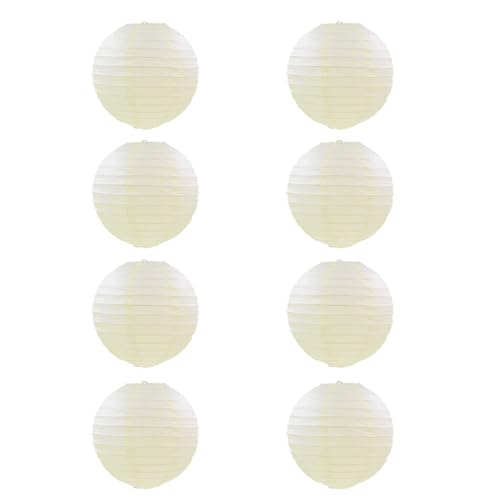 FANSU Papierlaterne Deko, Papierlaternen Set Papier Laterne Rund 8 Stück Hängende Papierlaternen Papier Laternen Feier Lampion Partydekorationen für Dekorative (12 Zoll (30 cm),Beige) von FANSU