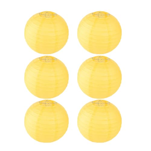 FANSU Papierlaterne Deko, Papierlaternen Set Papier Laterne Rund Hängende Papierlaternen 6 Stück Papier Laternen Feier Lampion Partydekorationen für Dekorative Hochzeit (Gelb,12 Zoll (30 cm)) von FANSU