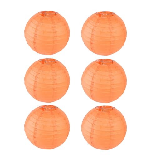 FANSU Papierlaterne Deko, Papierlaternen Set Papier Laterne Rund Hängende Papierlaternen 6 Stück Papier Laternen Feier Lampion Partydekorationen für Dekorative Hochzeit (Orange,12 Zoll (30 cm)) von FANSU