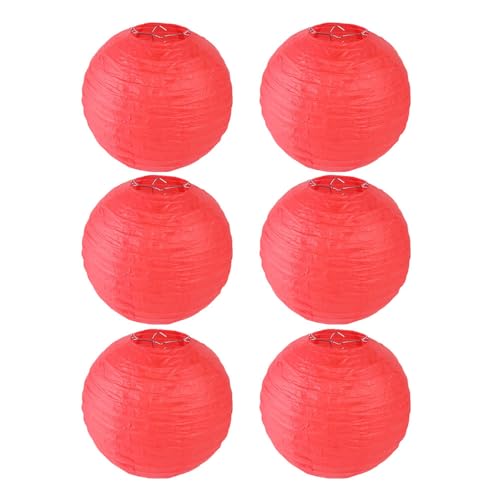 FANSU Papierlaterne Deko, Papierlaternen Set Papier Laterne Rund Hängende Papierlaternen 6 Stück Papier Laternen Feier Lampion Partydekorationen für Dekorative Hochzeit (Rot,12 Zoll (30 cm)) von FANSU