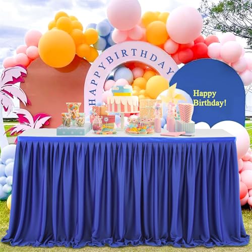 FANSU Party Deko Tischrock, Tischröcke Tisch Rock Tüll Tischrock Tischdekoration, Einfache Montage und Wiederverwendbar, für Geburtstag Kuchen Hochzeit Babyparty (14FT/427x77cm,Königsblau C) von FANSU