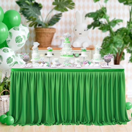 FANSU Party Deko Tischrock, Tischröcke Tisch Rock Tüll Tischrock Tischdekoration, Einfache Montage und Wiederverwendbar, für Geburtstag Kuchen Hochzeit Babyparty (4FT/122x77cm,Grün C) von FANSU