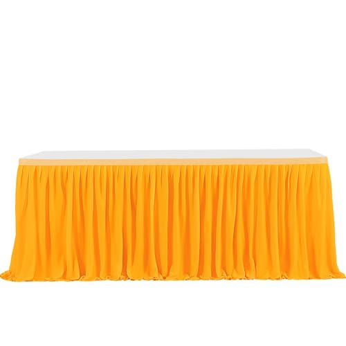 FANSU Party Deko Tischrock, Tischröcke Tisch Rock Tüll Tischrock Tischdekoration, Einfache Montage und Wiederverwendbar, für Geburtstag Kuchen Hochzeit Babyparty (Orange A,4FT/122x77cm) von FANSU