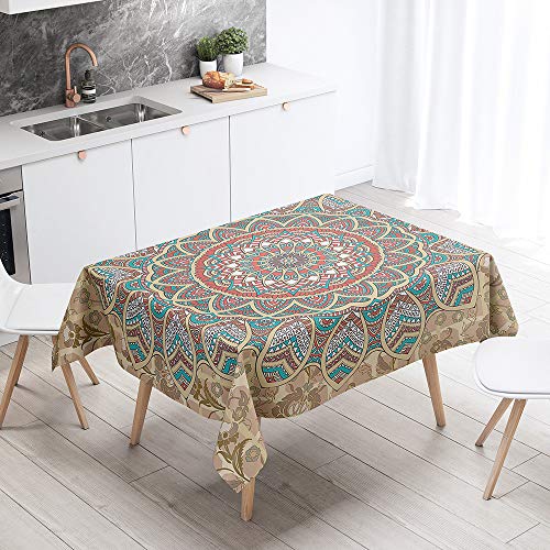 FANSU Rechteck Tischdecke Polyester,Wasserdicht Tischwäsche 3D Mandala Stil Pflegeleicht Abwaschbar Tischtuch-Viele Größe Farbe Wählbar (Böhmen,100x140cm) von FANSU