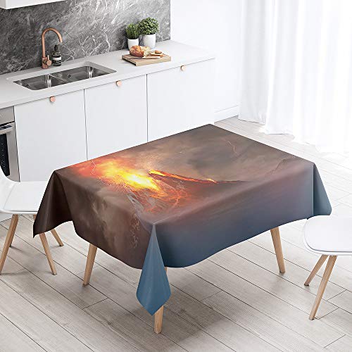 FANSU Rechteck Tischdecke Polyester,Wasserdicht Tischwäsche 3D natürlich Stil Pflegeleicht Abwaschbar Tischtuch-Viele Größe Farbe Wählbar (vulkanisch,140x140cm) von FANSU