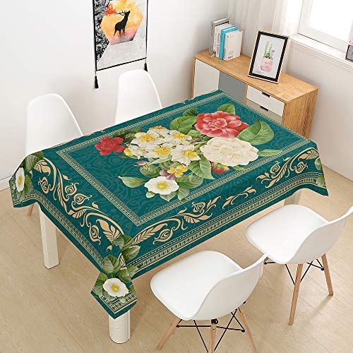 FANSU Rechteck Tischdecke Polyester,Wasserdicht Tischwäsche Blume Stil Pflegeleicht Abwaschbar Tischtuch-Viele Größe Farbe Wählbar (140x240cm,luxuriös) von FANSU