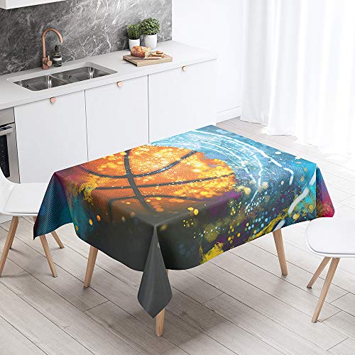 FANSU Rechteck Tischdecke Polyester 3D Basketball Stil,Wasserdicht Tischwäsche Pflegeleicht Abwaschbar Tischtuch-Viele Größe Farbe Wählbar (140x240cm,Wasser) von FANSU