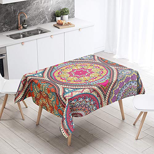 FANSU Rechteck Tischdecke Polyester 3D Böhmen Stil,Wasserdicht Tischwäsche Pflegeleicht Abwaschbar Tischtuch-Viele Größe Farbe Wählbar (Mandala,140x240cm) von FANSU