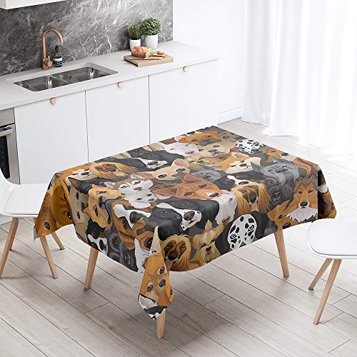 FANSU Rechteck Tischdecke Polyester 3D Haustier Hund Stil,Wasserdicht Tischwäsche Pflegeleicht Abwaschbar Tischtuch-Viele Größe Farbe Wählbar (Tierpark,140x140cm) von FANSU