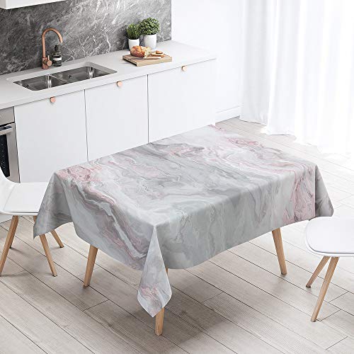 FANSU Rechteck Tischdecke Polyester 3D Marmor Stil,Wasserdicht Tischwäsche Pflegeleicht Abwaschbar Tischtuch-Viele Größe Farbe Wählbar (Hell-Pink,100x140cm) von FANSU