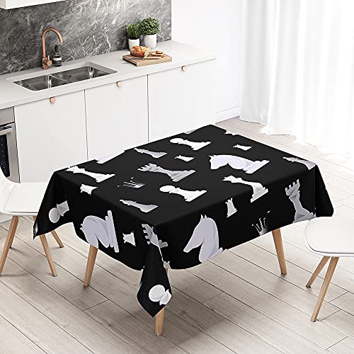 FANSU Rechteckig Tischdecke Wasserabweisend Polyester Optik, 3D Schach Drucken Fleckschutz Tischwäsche Pflegeleicht Abwaschbar für Home Küche Dekoration (Krone,60x60cm) von FANSU