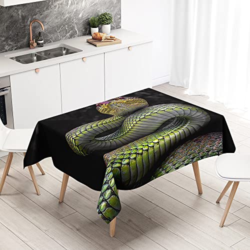 FANSU Rechteckig Tischdecke Wasserabweisend Polyester Optik, 3D Schlange Fleckschutz Tischwäsche Pflegeleicht Abwaschbar für Home Küche Dekoration (100x140cm,Überwintern) von FANSU