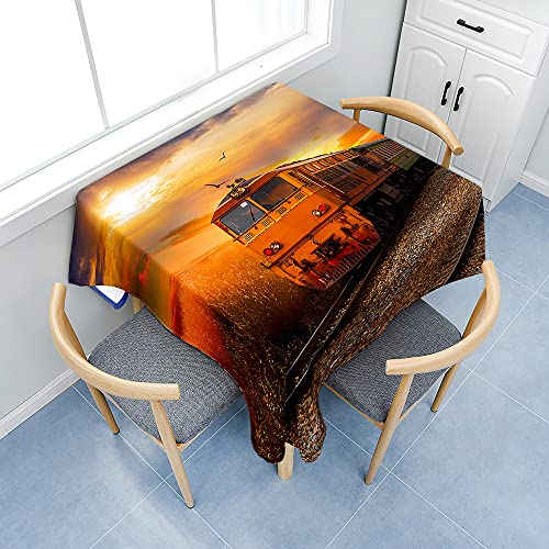 FANSU Rechteckig Tischdecke Wasserabweisend Polyester Optik, 3D Zug Fleckschutz Tischwäsche Pflegeleicht Abwaschbar für Home Küche Dekoration (60x60cm,Sonnenuntergang) von FANSU