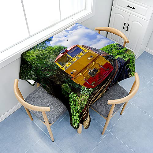 FANSU Rechteckig Tischdecke Wasserabweisend Polyester Optik, 3D Zug Fleckschutz Tischwäsche Pflegeleicht Abwaschbar für Home Küche Dekoration (60x60cm,grüne Pflanzen) von FANSU