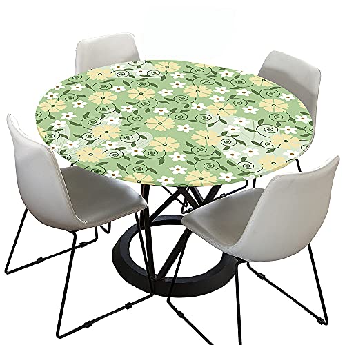 FANSU Runde Tischdecke Garten Abwaschbar, 3D Blütenblatt Motiv Serie Polyester Fleckschutz Tischdecken für Gartentisch, Outdoor in Kiche, Haushalt & Wohnen (grün,Durchmesser 90cm) von FANSU