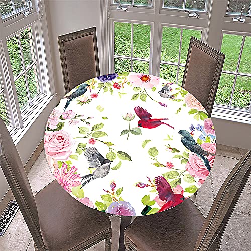 FANSU Runde Tischdecke Garten Abwaschbar, 3D Vogel Motiv Serie Polyester Fleckschutz Tischdecken Größe wählbar für Haushalt Gartentisch (Roter Vogel,Durchmesser 180cm) von FANSU