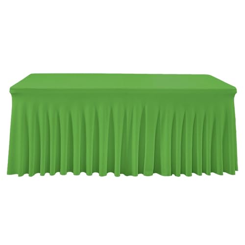 FANSU Spandex Tischrock, Party Tischröcke Elegant Rechteckig Tischdecke mit Rock Stretch Knitterfreie Tischdecken Waschbar für Hochzeit Restaurant Bankettmesse (4FT/122x60cm,Fruchtgrün) von FANSU