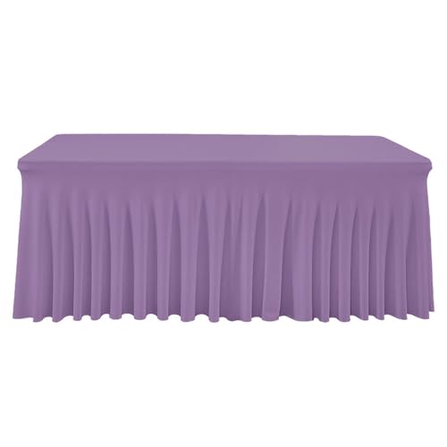 FANSU Spandex Tischrock, Party Tischröcke Elegant Rechteckig Tischdecke mit Rock Stretch Knitterfreie Tischdecken Waschbar für Hochzeit Restaurant Bankettmesse (8FT/243x76cm,Lila) von FANSU