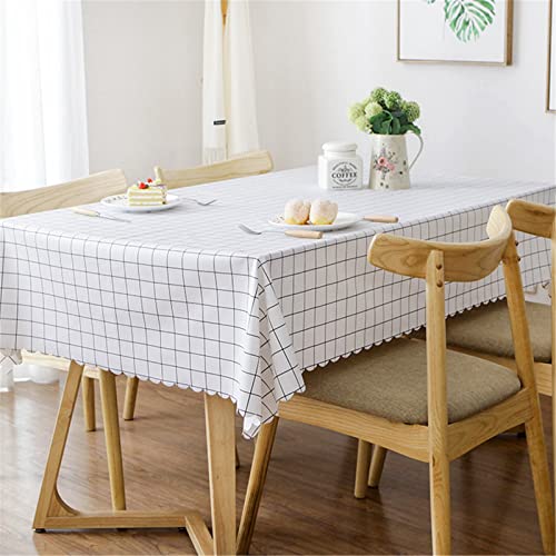 FANSU Tischdecke PVC Abwaschbar, Plaid Muster Wachstuch Tischdecken Plastik Abwischbar Wasserdicht Ölbeständig Garten Tischdecke Rechteckig Tischtuch für Restaurant (120x160cm,Weiß) von FANSU